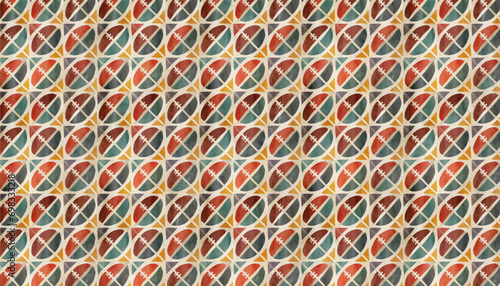 retro pop hand drawn watercolor rugby / football motif seamless pattern, vector graphic resources, 16:9 widescreen wallpaper / backdrop,