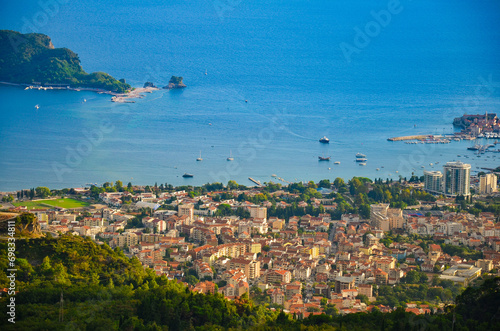 Fototapeta Naklejka Na Ścianę i Meble -  Landscape of Budva, Montenegro. Aerial view. 