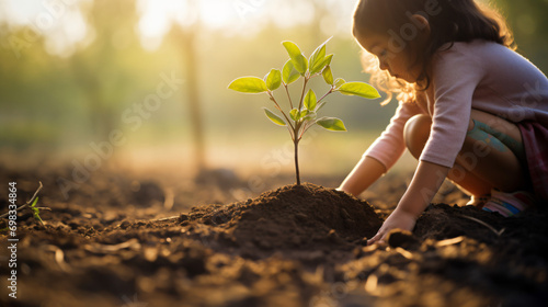 A child planting a tree symbolizing hope and the future of environmental stewardship.