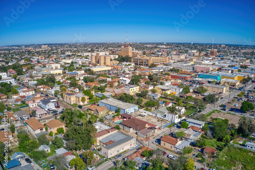 Aerial View of the Popular Border Crossing of Laredo, Texas and Nuevo Laredo, Tamaulipas