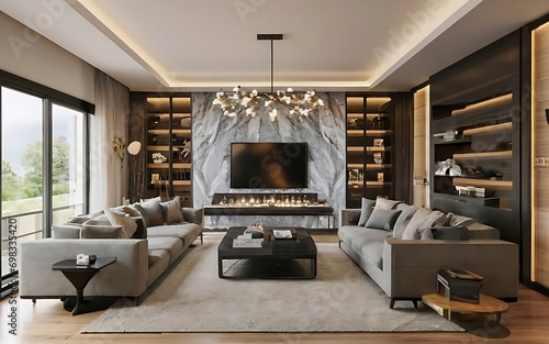 living room with fireplace © Joynal