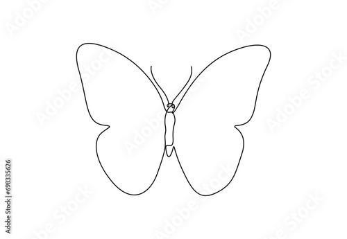 Continuous single line drawing of butterfly. Isolated on white background vector illustration. Pro vector