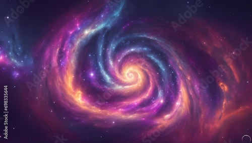 Cosmic Nebula Symphony with Galactic Swirls, Generative AI