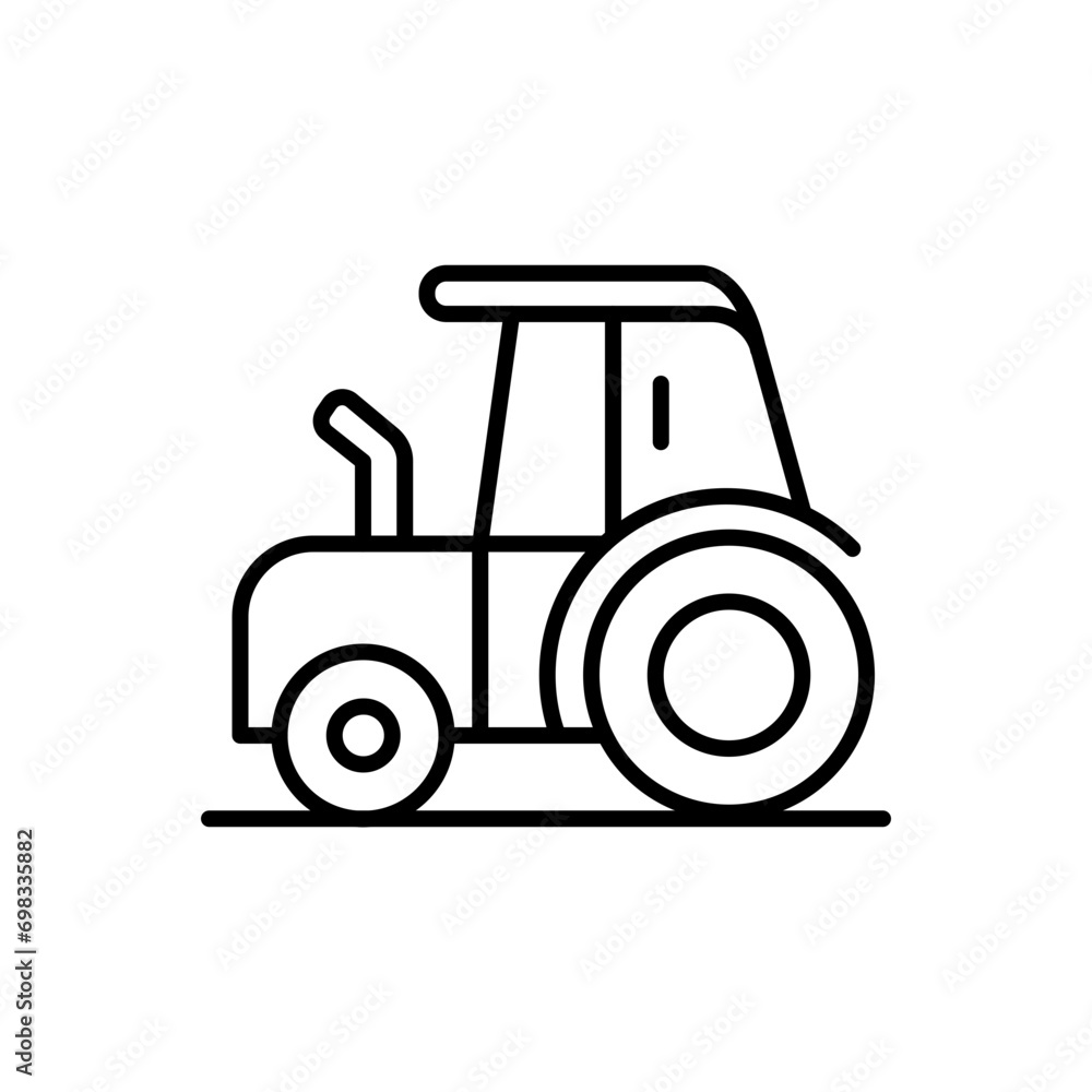 Tractor outline icons, gardening minimalist vector illustration ,simple transparent graphic element .Isolated on white background