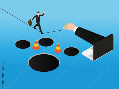 Risk taker, challenge to success, overcome difficulty isometric 3d vector concept