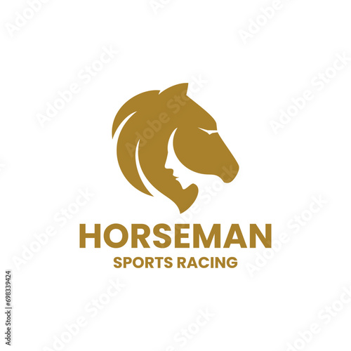 Horse and people combination can be called a modern horseman logo design