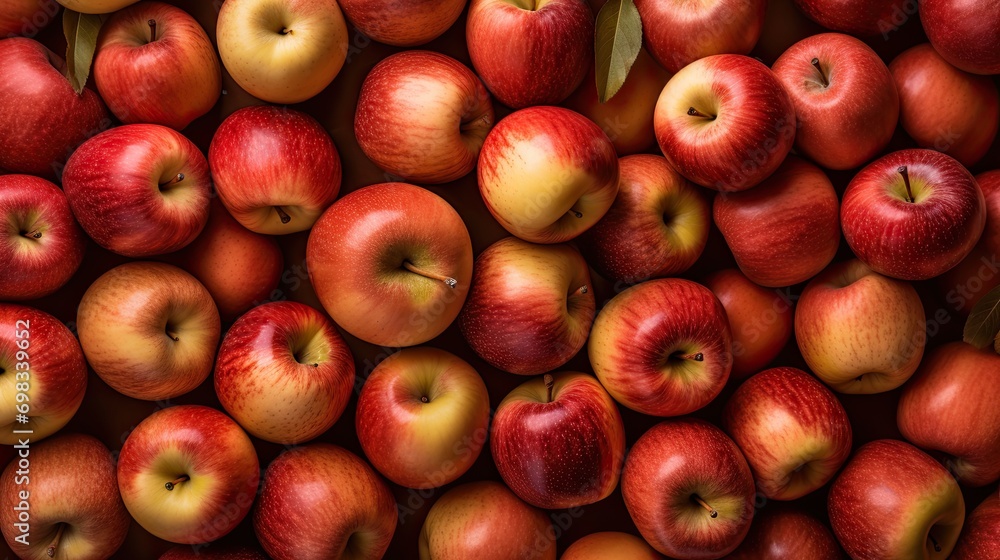 top view fresh red apple on the wooden table AI Generative top view fresh red apple on the wooden table AI Generative