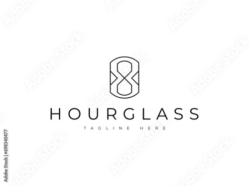 Minimalist hourglass line logo design