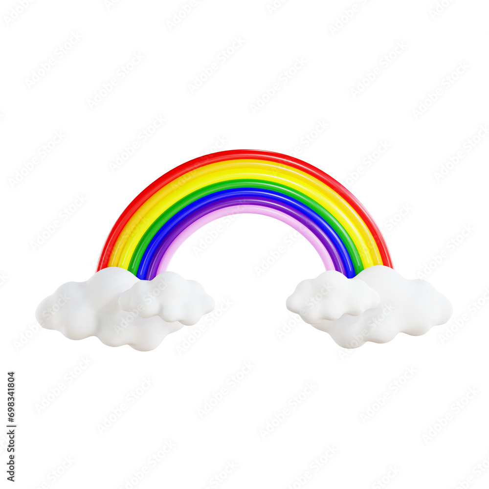 3d render rainbow with cloud 3d render rainbow with cloud