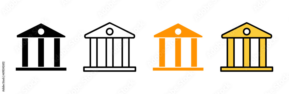 Bank icon set vector. Bank sign and symbol, museum, university Bank icon set vector. Bank sign and symbol, museum, university