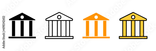 Bank icon set vector. Bank sign and symbol, museum, university