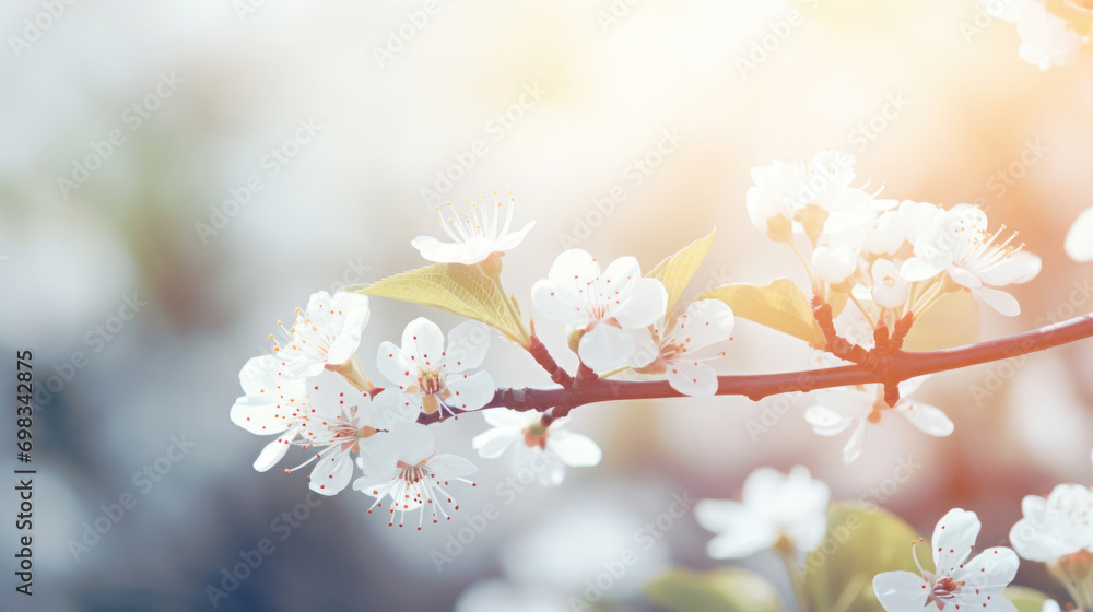 Delicate cherry blossoms radiate under a soft spring light, symbolizing renewal and life. Delicate cherry blossoms radiate under a soft spring light, symbolizing renewal and life.