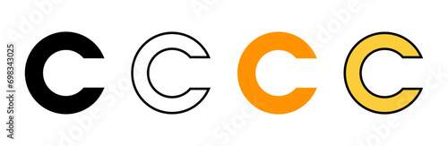 Copyright icon set vector. copyright sign and symbol