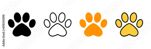 Paw icon set vector. paw print sign and symbol. dog or cat paw photo