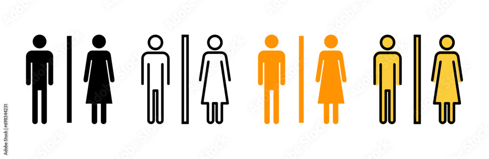Toilet icon set vector. Girls and boys restrooms sign and symbol. bathroom sign. wc, lavatory Toilet icon set vector. Girls and boys restrooms sign and symbol. bathroom sign. wc, lavatory