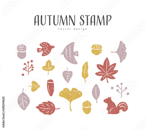 北欧風　秋の手描きスタンプセット