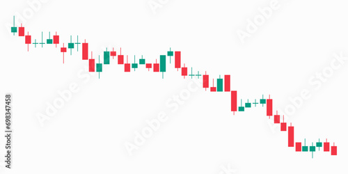 Bearish candlestick graph chart of stock, Candlestick trading graph, Market investment exchange. Candlestick Pattern in bearish market. forex trading. Candlestick trading graph isolated on white