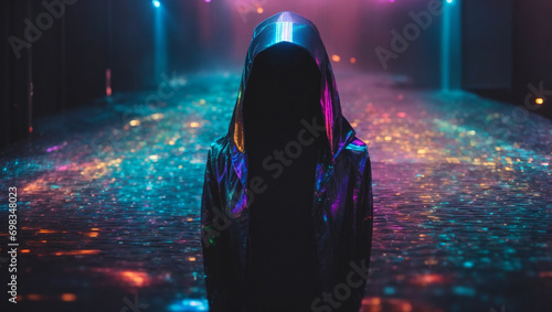 holographic hooded figure