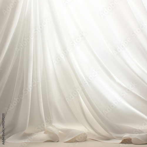 白いオーガンジーのカーテンの背景素材 photo