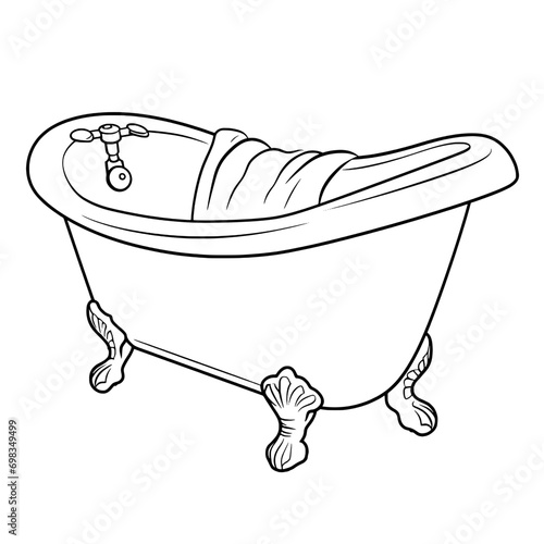 outline illlustration of bathtup for coloring page