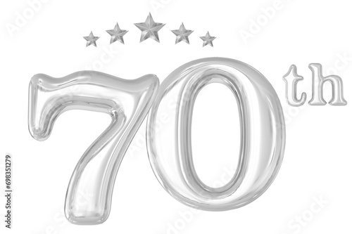 70th Anniversary Silver 3D Number 