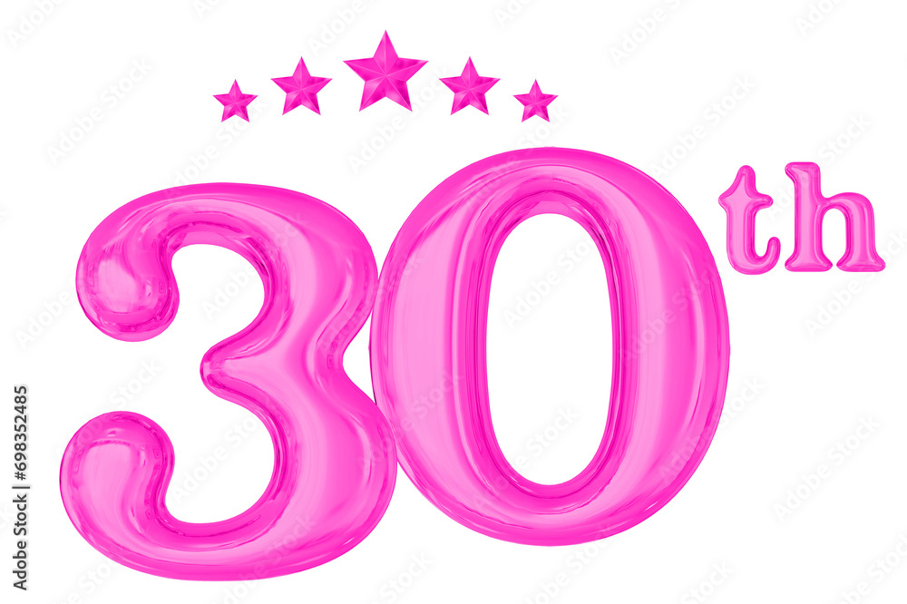 30th Anniversary Pink 3D Number