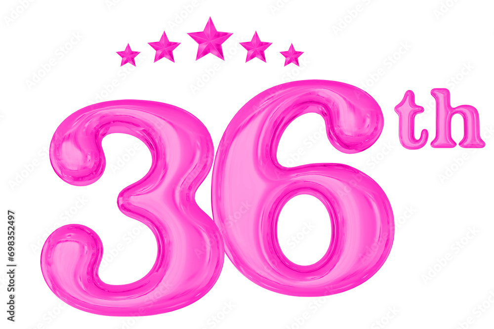 36th Anniversary Pink 3D Number