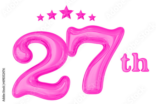 27th Anniversary Pink 3D Number 