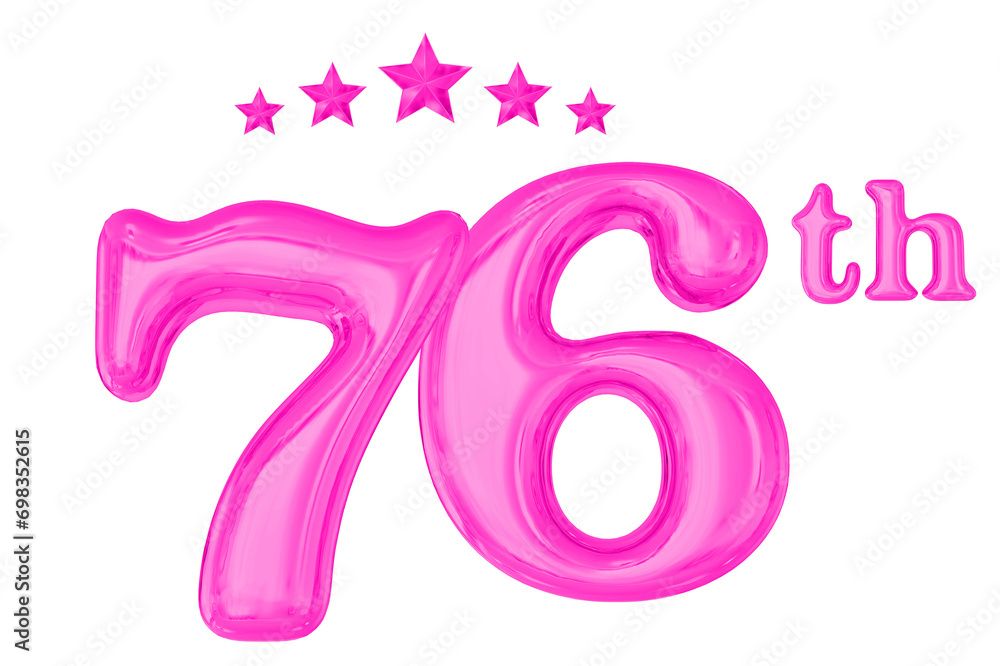 76th Anniversary Pink 3D Number