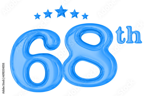 68th Anniversary Blue 3D Number 