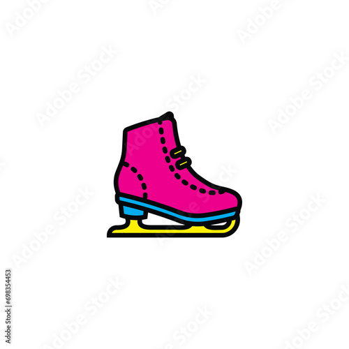 Original vector illustration. The icon of ice skates, or figure skating.