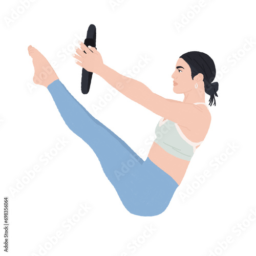 pilates teaser pose (core exercise) - a concept illustration of healthy life
