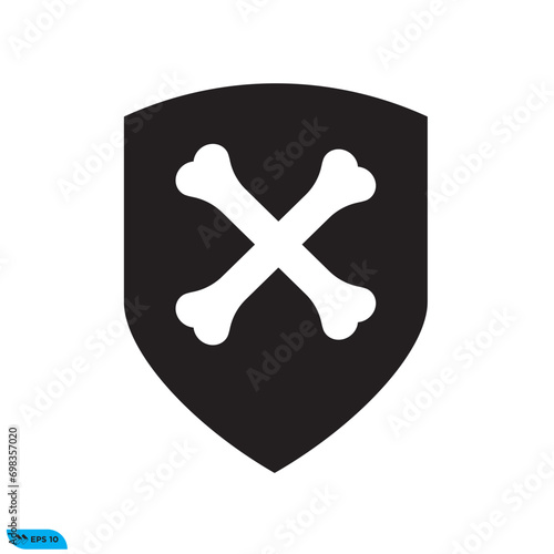 Bone shield icon design vector graphic of template, sign and symbol
