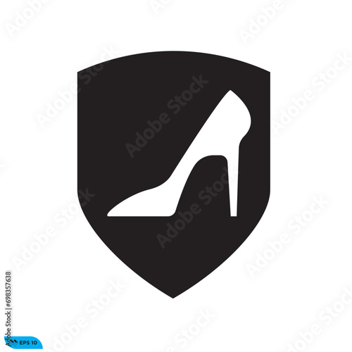 Highheels icon design vector graphic of template, sign and symbol shield 