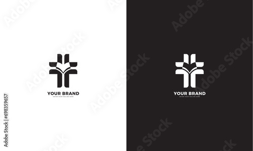 Fotografija Bible and Christian cross logo. Vector graphic design