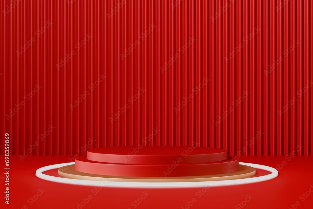 luxury red podium presentation product design, gold cylinder pedestal podium. Abstract minimal scene mockup product stage showcase, Promotion display.3d rendering ,3d illustration. luxury red podium presentation product design, gold cylinder pedestal podium. Abstract minimal scene mockup product stage showcase, Promotion display.3d rendering ,3d illustration.