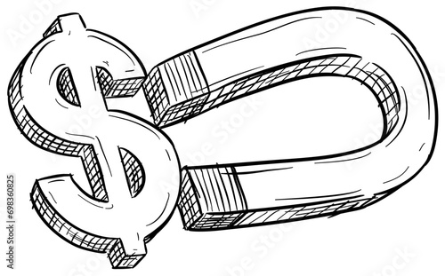 money magnet handdrawn illustration