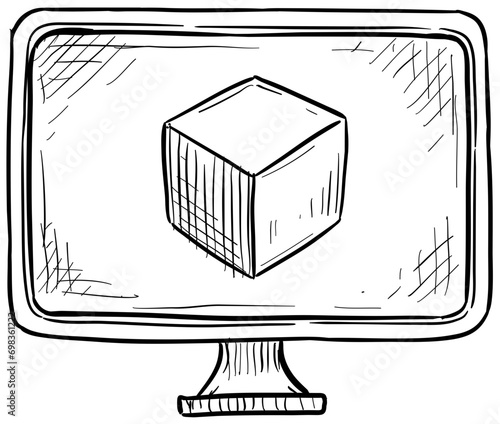 cube handdrawn illustration