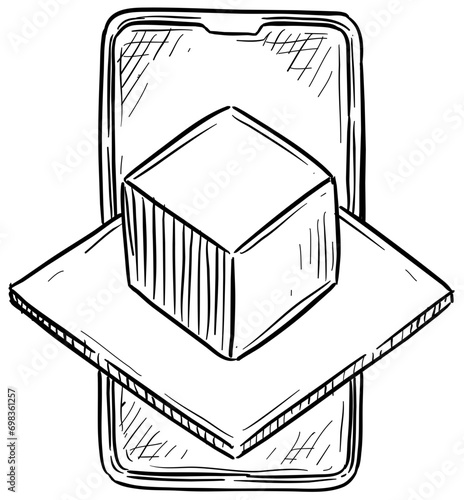 cube handdrawn illustration