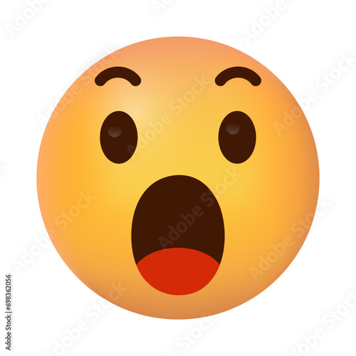 3d surprised wow emoji face. shocked wow emoticon with open mouth , cute smiley emoticons fellings wonder and amazing	