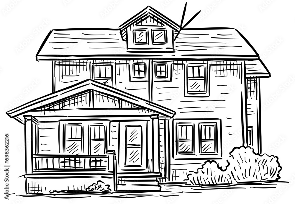 American luxury home handdrawn illustration American luxury home handdrawn illustration