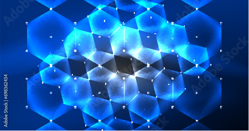 Neon hexagon background. Hi-tech design for wallpaper, banner, background, landing page, wall art, invitation, prints, posters