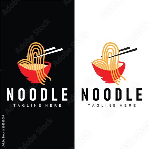 Ramen noodle logo simple noodle and bowl design inspiration chinese food template illustration