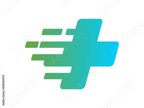 Cross sign with fast logo icon medical health symbol 