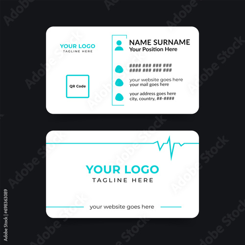 Flat design hospital medical services horizontal business card template