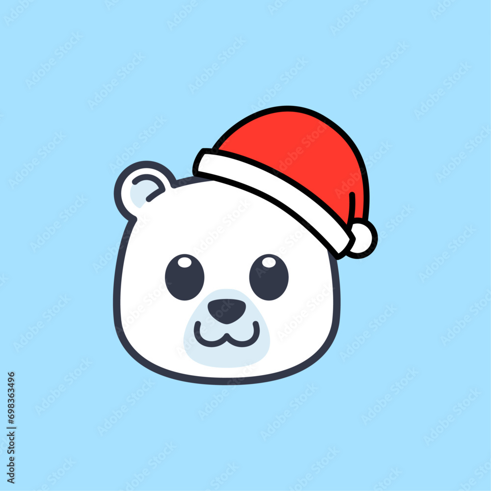 Polar Bear Wearing Santa Hat Illustration Polar Bear Wearing Santa Hat Illustration