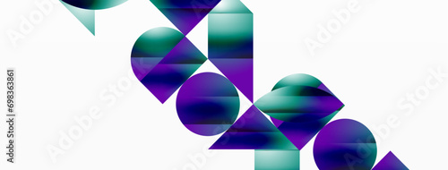 Serene gradient template. Circles and triangles mingle in minimalist perfection. Gentle fusion of forms and hues creates balanced yet captivating backdrop, embodying modern sophistication