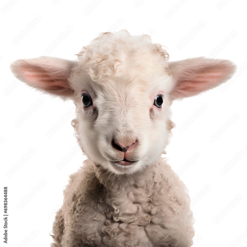 Fototapeta premium Cute baby lamb isolated on transparent background