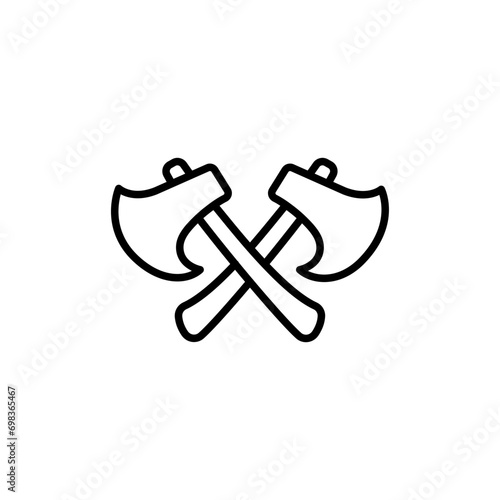 Twin axe outline icons, minimalist vector illustration ,simple transparent graphic element .Isolated on white background