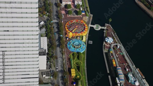 Yokohama Bay Rides and Port Area, Top Down View of Minato Mirai photo